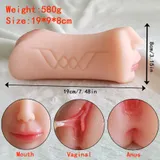3 in 1 Realistic Masturbator dimensions and specification diagram