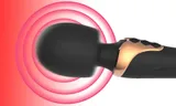 Black Dual Head Vibrator head close-up with concentric pink vibration rings