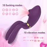 Supplier function diagram of the purple vibrator labelled 10 sucking modes and 10 vibration modes, with pattern symbols