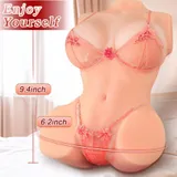 Supplier torso doll diagram with lace clothing, height marked 9.4inch and width marked 6.2inch