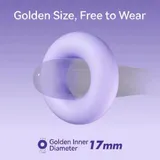 Supplier size illustration of the 17mm Elastic Cock Ring with its opening labelled Golden Inner Diameter 17mm