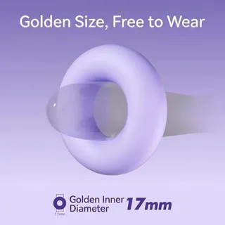 Supplier size illustration of the 17mm Elastic Cock Ring with its opening labelled Golden Inner Diameter 17mm