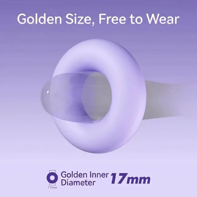 Supplier size illustration of the 17mm Elastic Cock Ring with its opening labelled Golden Inner Diameter 17mm