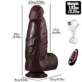 Realistic Thrusting Vibrating Dildo dimensions and specification diagram