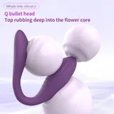 Purple Whale tide vibrator side view showing the shorter tapered arm beside the longer ridged body