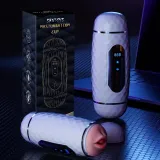 Supplier promotional view of two Dual-Ended Counting Cup positions beside a black MASTURBATION CUP retail box, separate from delivery outer packaging